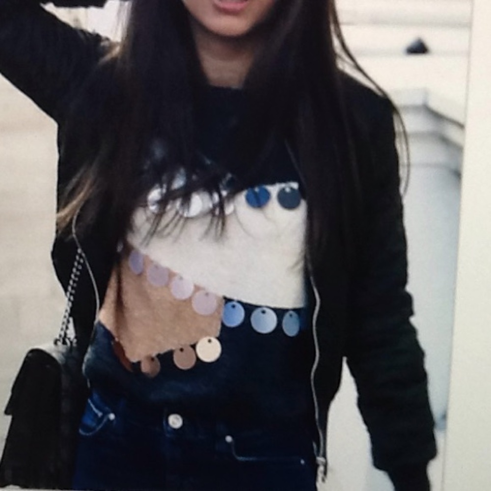 Sequin decor contrast sweater